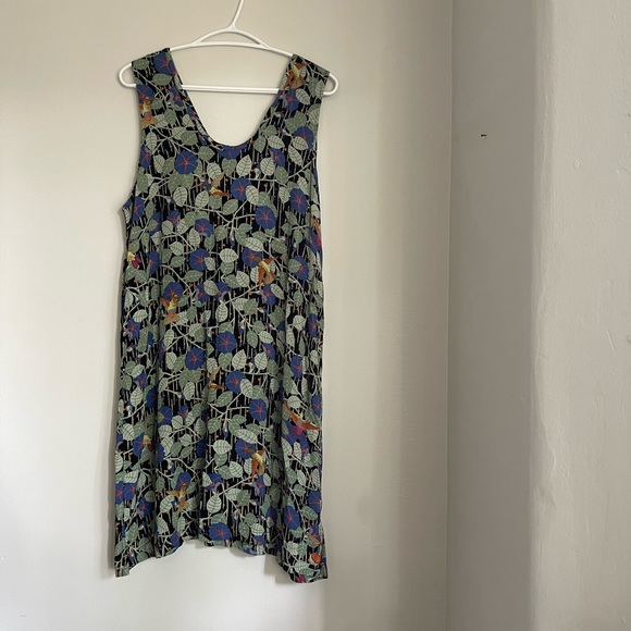 Vintage 90s Botanical Mini Dress - Picture 1 of 6